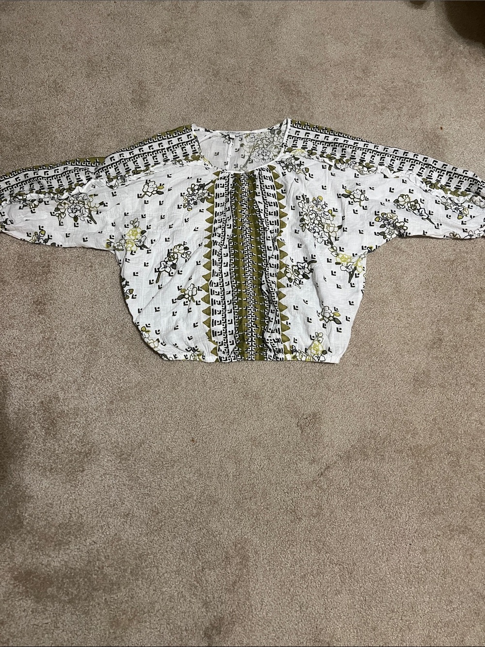 Liverpool Boho Floral White Flowy Blouse